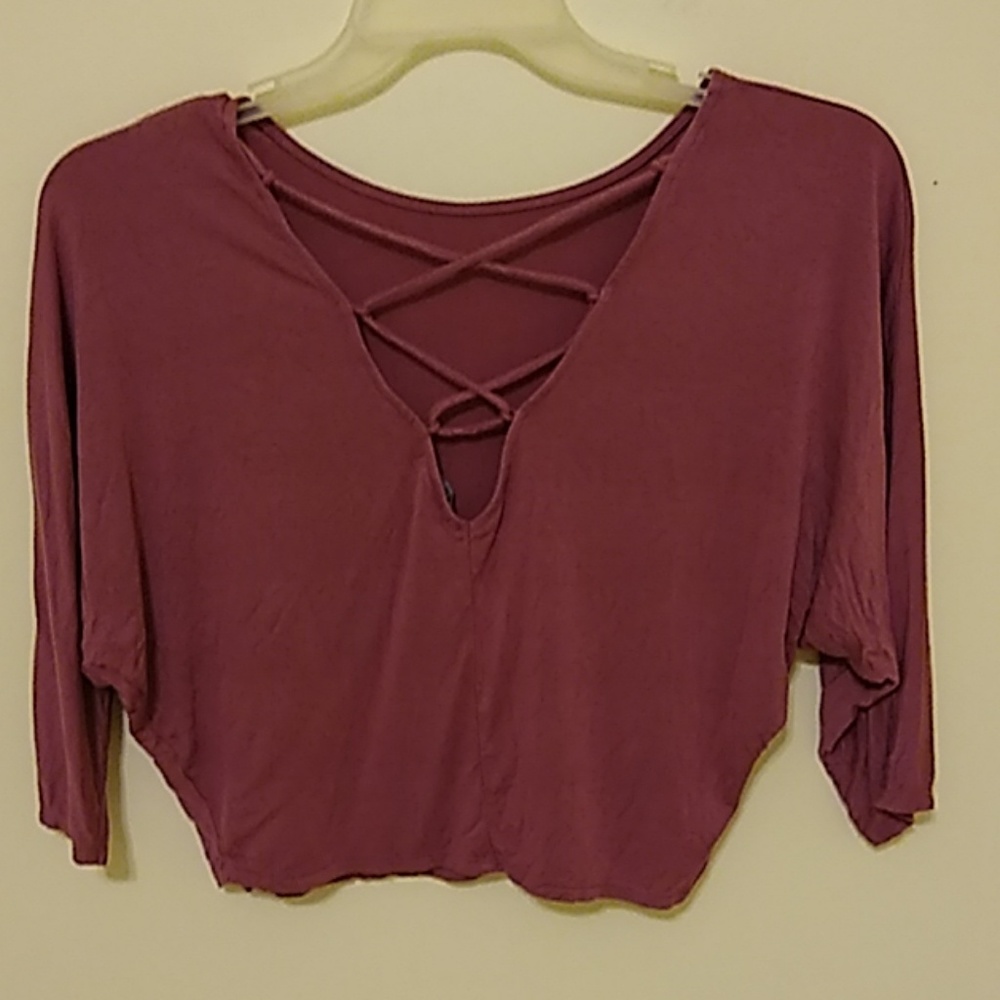 Charlotte russe maroon v neck shirt
